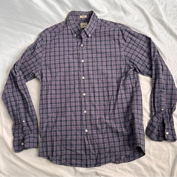 J. Crew Lightweight Cotton Mens Button Down - Medium - Purple and Gray - Picture 7 of 7